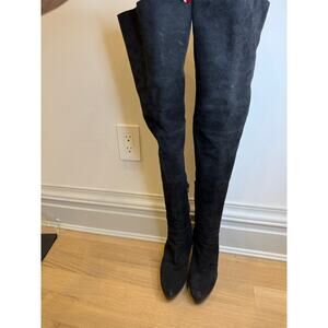 AUTHENTIC Stuart Weitzman Suede Over The Knee Thigh Black Boot - Womens 7